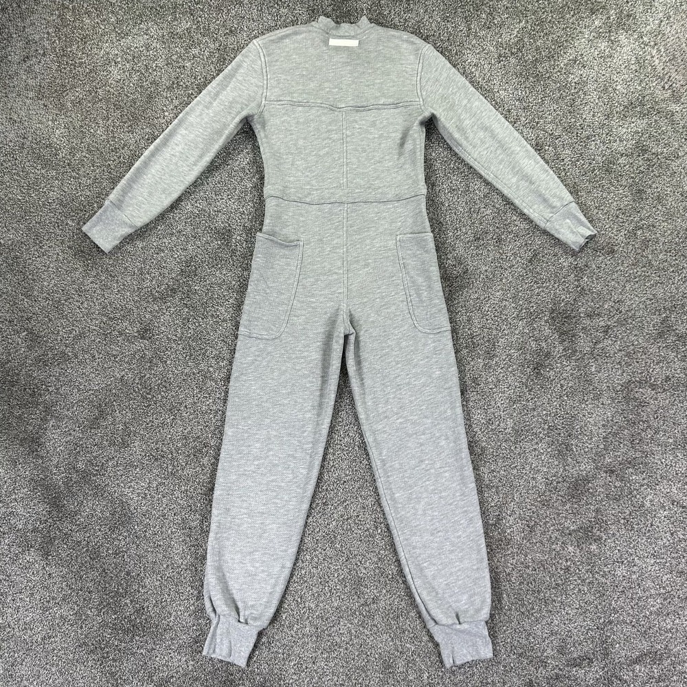 Rivet‎ Utility Maven Grey Zip Up Jumpsuit Pockets Drawstring Waist Womens Medium - Picture 2 of 16